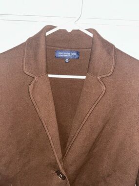 Jones New York Chocolate Brown Knit Blazer Cardigan